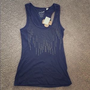 Nwt grey racer back gold studded tank